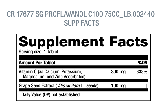 USANA Singapore Proflavanol C100 Supplement Facts